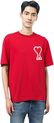 Ami Paris AMIPARIS SS21 愛心標誌紅色短袖T恤. A20HJ137726-600 Cheap Ami Paris AMIPARIS SS21 愛心標誌紅色短袖T恤. A20HJ137726-600