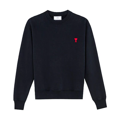 Ami Paris AMIPARIS SS21 Logo Crewneck Long Sleeve Sweatshirt Unisex Black Couple Wear BFHJ007730-001
