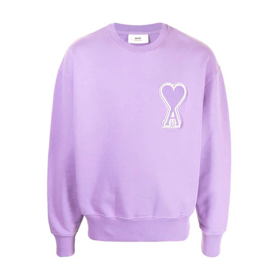 Ami Paris AMIPARIS SS21 Logo Crewneck Pullover Sweatshirt Purple Unisex Couple Wear E21HJ037-747