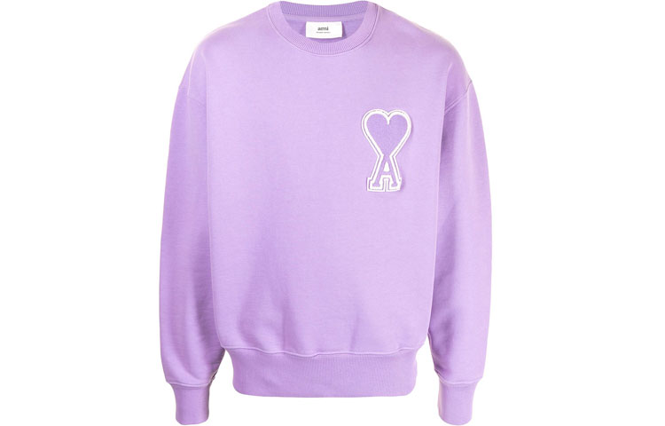 Ami Paris AMIPARIS SS21 Logo Crewneck Pullover Sweatshirt Purple Unisex Couple Wear E21HJ037-747 圖 2