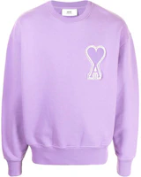Order Ami Paris AMIPARIS SS21 Logo Crewneck Pullover Sweatshirt Purple Unisex Couple Wear E21HJ037-747