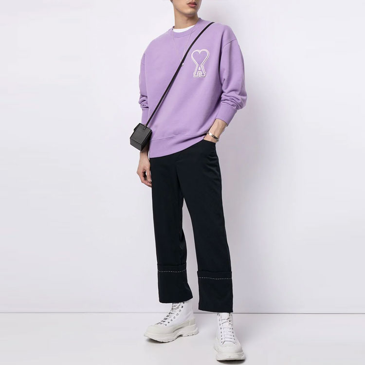 Ami Paris AMIPARIS SS21 Logo Crewneck Pullover Sweatshirt Purple Unisex Couple Wear E21HJ037-747 圖 3