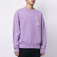 Purchase Ami Paris AMIPARIS SS21 Logo Crewneck Pullover Sweatshirt Purple Unisex Couple Wear E21HJ037-747