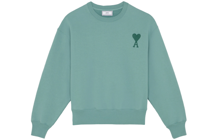 Ami Paris AMIPARIS SS21 Logo Embroidered Green Crewneck Sweatshirt  Casual. E21HJ028747-303
