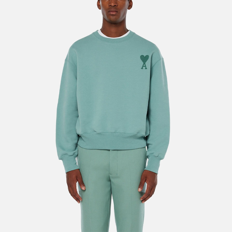Ami Paris AMIPARIS SS21 Logo Embroidered Green Crewneck Sweatshirt  Casual. E21HJ028747-303 圖 3