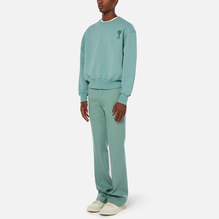Ami Paris AMIPARIS SS21 Logo Embroidered Green Crewneck Sweatshirt  Casual. E21HJ028747-303 圖 5