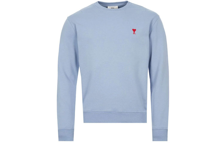 Ami Paris AMIPARIS SS21 Logo Graphic Crewneck Long Sleeve Sweatshirt Men’s Light Blue E21HJ007730-459
