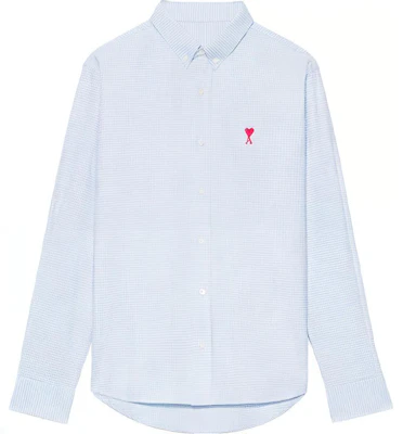 Ami Paris AMIPARIS SS22 蓝色格纹爱心标志长袖衬衫 HSH113472-455 Buy Ami Paris AMIPARIS SS22 蓝色格纹爱心标志长袖衬衫 HSH113472-455