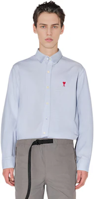 Ami Paris AMIPARIS SS22 蓝色格纹爱心标志长袖衬衫 HSH113472-455 Cheap Ami Paris AMIPARIS SS22 蓝色格纹爱心标志长袖衬衫 HSH113472-455