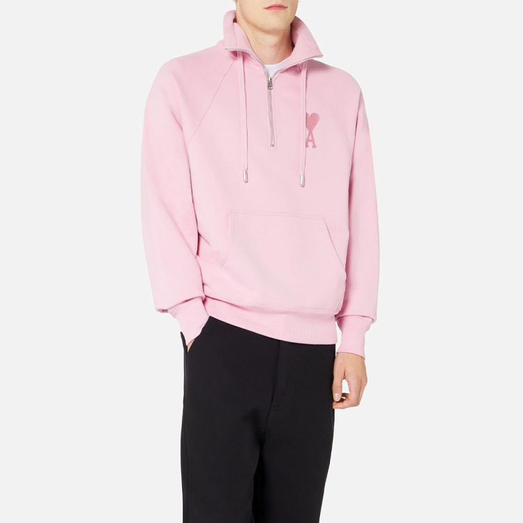 Lookbook Ami Paris AMIPARIS SS22 粉色愛心Logo半拉鍊套頭外套夾克 USW502-747655