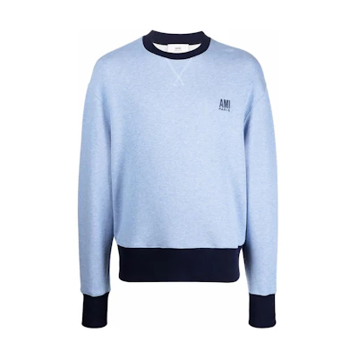 Ami Paris AMIPARIS SS22 Small Logo Embroidered Crewneck Sweatshirt Blue. HSW007732-450