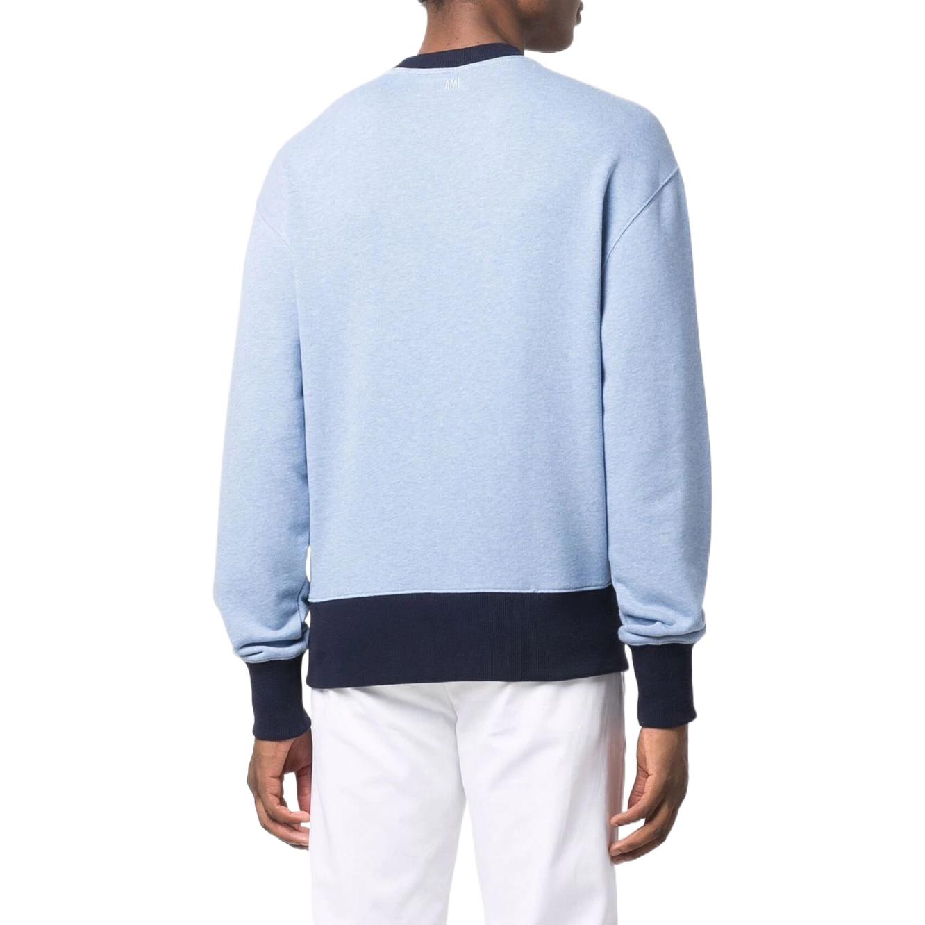 Shop 아미파리 AMIPARIS SS22 스몰 로고 자수 크루넥 스웻셔츠 블루. HSW007732-450