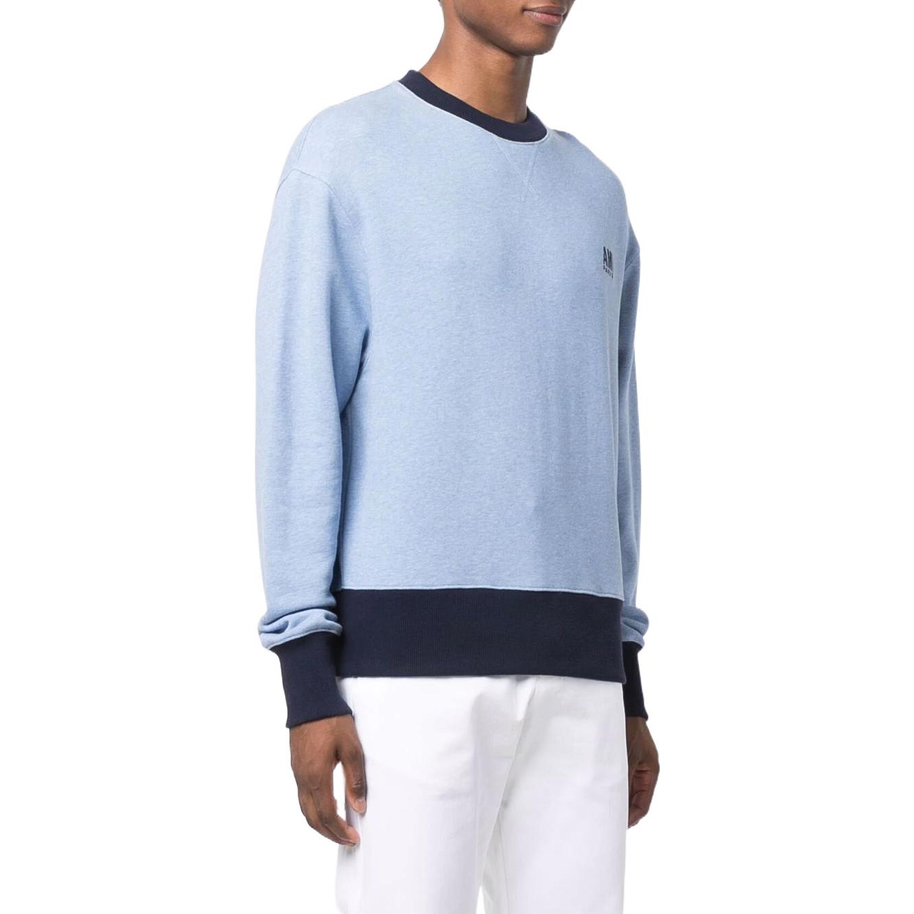 Purchase 아미파리 AMIPARIS SS22 스몰 로고 자수 크루넥 스웻셔츠 블루. HSW007732-450