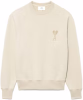 Ami Paris AMIPARIS SS22 Beige Heart Logo Embroidered Unisex Crewneck Long Sleeve Sweatshirt USW002747-250 Ami Paris AMIPARIS SS22 Beige Heart Logo Embroidered Unisex Crewneck Long Sleeve Sweatshirt USW002747-250