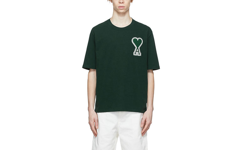 Ami Paris AMIPARIS SS22 Green Heart Logo Unisex Crewneck T-Shirt UTS002726-311