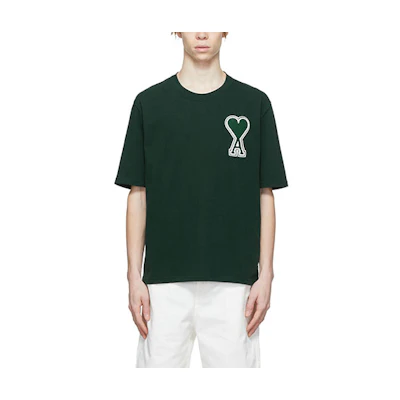 Ami Paris AMIPARIS SS22 Green Heart Logo Unisex Crewneck T-Shirt UTS002726-311