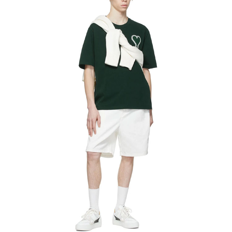 Purchase Ami Paris AMIPARIS SS22 Kemeja-T Logo Hati Hijau Unisex Crewneck UTS002726-311
