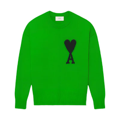 Ami Paris AMIPARIS SS22 Green Heart Logo Wool Crewneck Sweater Unisex E22UKS002-018