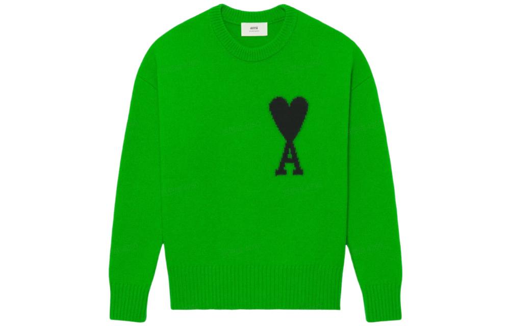 Ami Paris AMIPARIS SS22 Green Heart Logo Wool Crewneck Sweater Unisex E22UKS002-018 圖 2