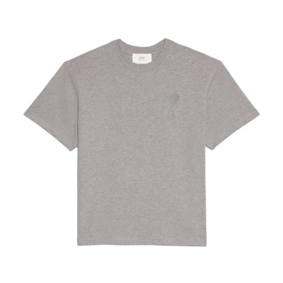 Ami Paris AMIPARIS SS22 Logo Embroidered Crewneck Unisex T-Shirt Grey. UTS002726-055
