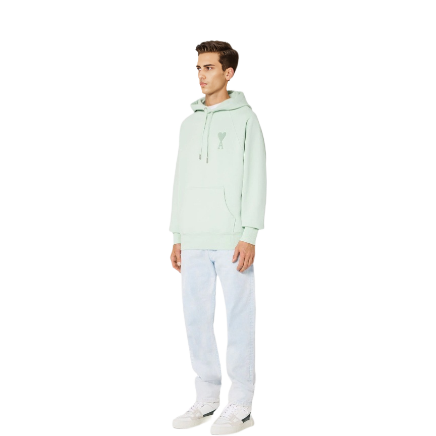 Ami Paris AMIPARIS SS22 Logo Heart Mint Hoodie Unisex Light Green USW202-747441 圖 3