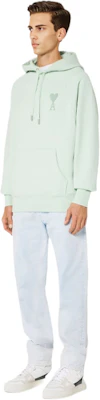 Ami Paris AMIPARIS SS22 Logo Heart Mint Hoodie Unisex Light Green USW202-747441 Lookbook Ami Paris AMIPARIS SS22 Logo Heart Mint Hoodie Unisex Light Green USW202-747441
