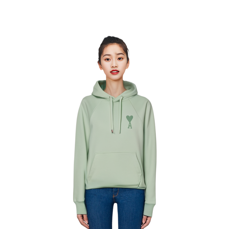 Ami Paris AMIPARIS SS22 Logo Heart Mint Hoodie Unisex Light Green USW202-747441 圖 5
