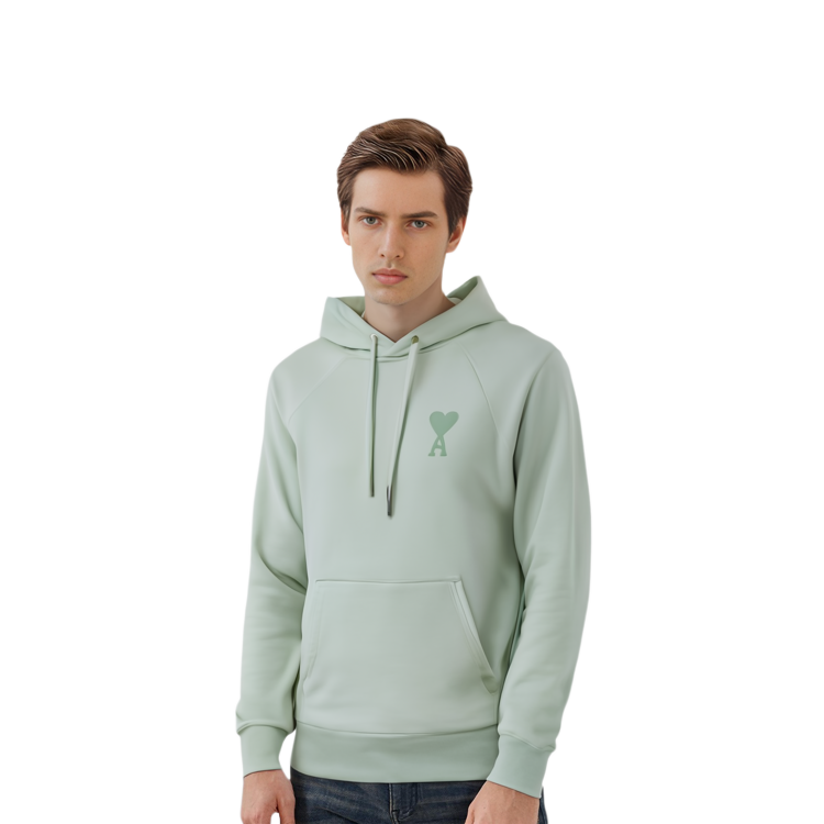 Ami Paris AMIPARIS SS22 Logo Heart Mint Hoodie Unisex Light Green USW202-747441 圖 6