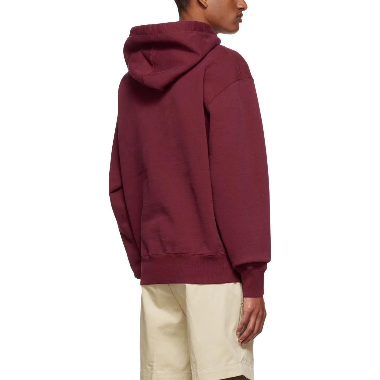 Shop AMI PARIS SS22 Logo Heart Sweatshirt Unisex Burgundy - Pullover Kasual SPEUSW211747-610