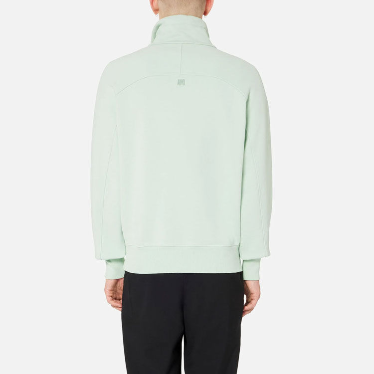 Ami Paris AMIPARIS SS22 Mint Green Heart Logo Half-Zip Pullover Sweatshirt Men USW502-747441 圖 4