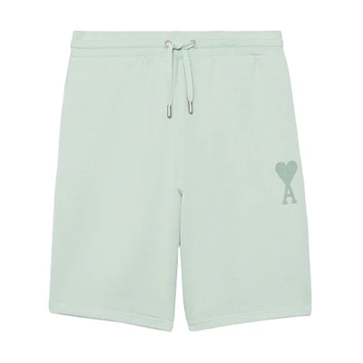 Ami Paris AMIPARIS SS22 Mint Green Relaxed Fit Casual Shorts Solid Color Tie-Waist. HSO602-747441