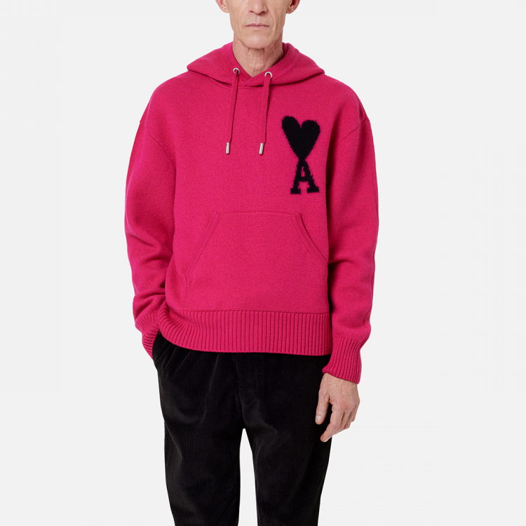 Lookbook Ami Paris 2022春夏霓虹紫心型Logo抽繩連帽上衣 男女通用款式 UKS802018-630