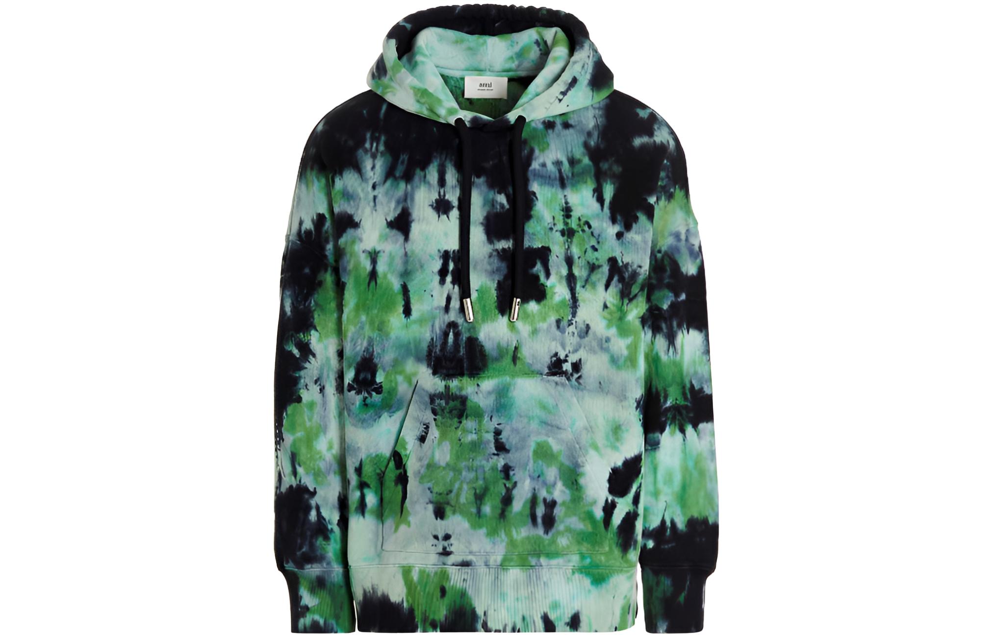 Ami Paris AMIPARIS SS22 Unisex Green Tie-Dye Knitted Sweatshirt. USW208733301