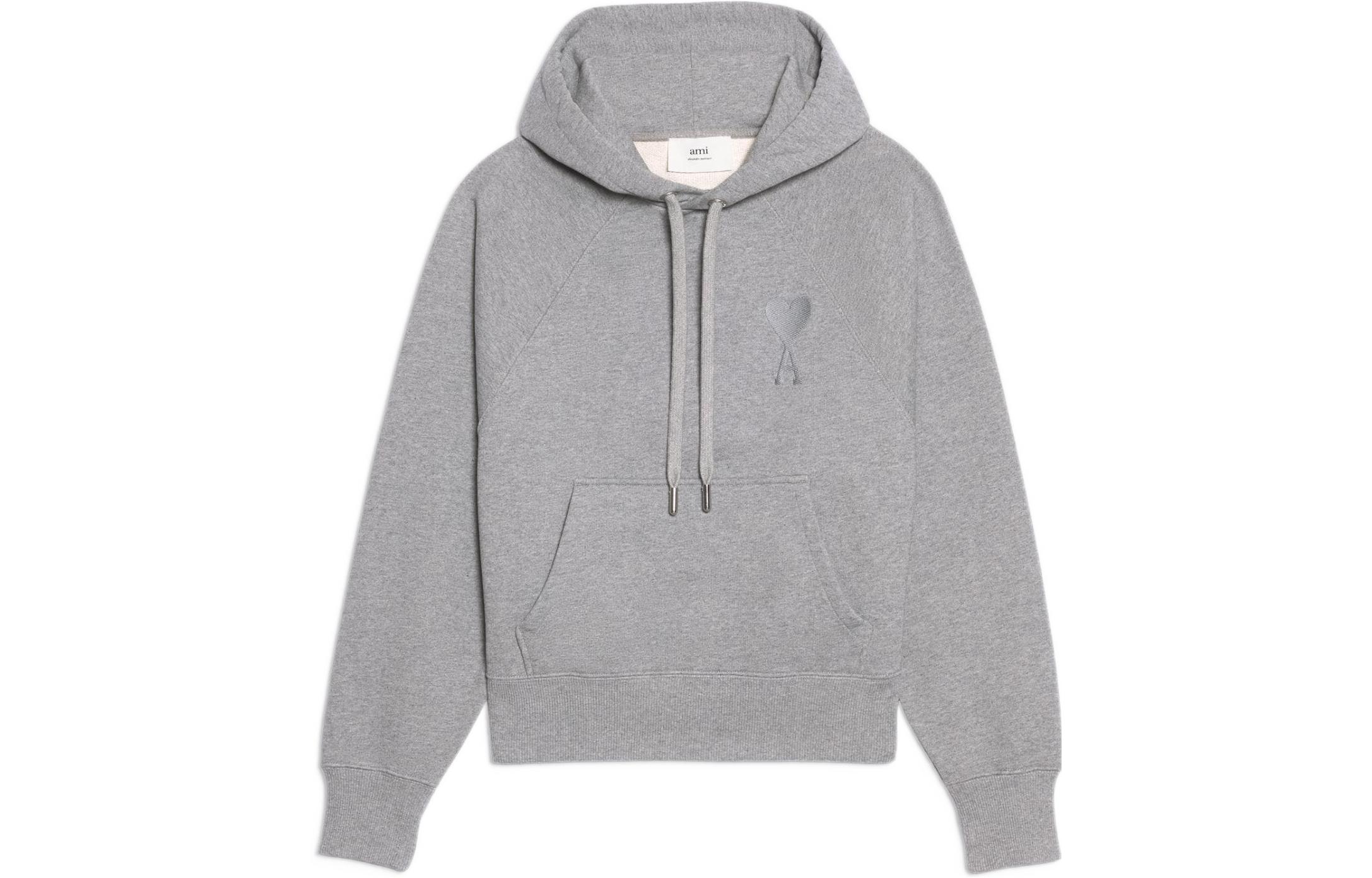 Ami Paris AMIPARIS SS22 Unisex Grey Hoodie with Embroidered Logo Design. USW202747-055 圖 2