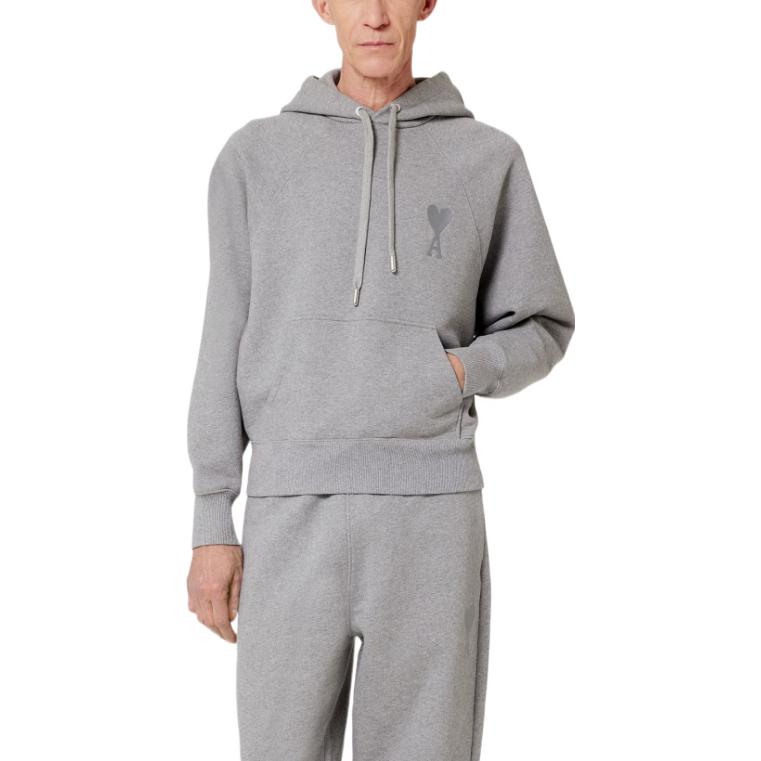 Ami Paris AMIPARIS SS22 Unisex Grey Hoodie with Embroidered Logo Design. USW202747-055 圖 3