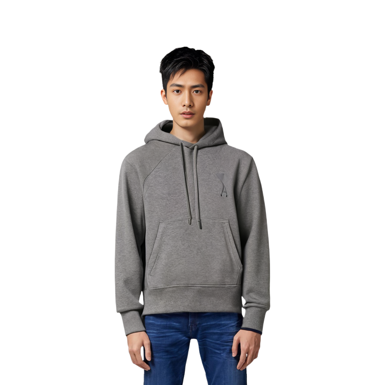 Ami Paris AMIPARIS SS22 Unisex Grey Hoodie with Embroidered Logo Design. USW202747-055 圖 6