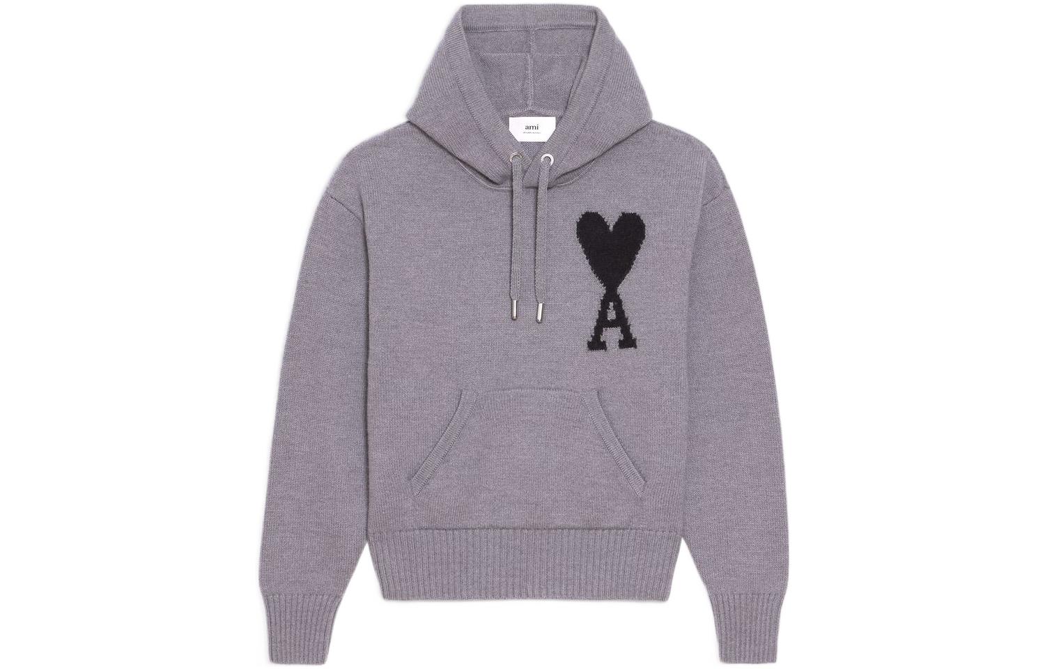 Order Ami Paris AMIPARIS SS22 男女款Logo愛心拼色連帽上衣 - 灰色 UKS802.018057