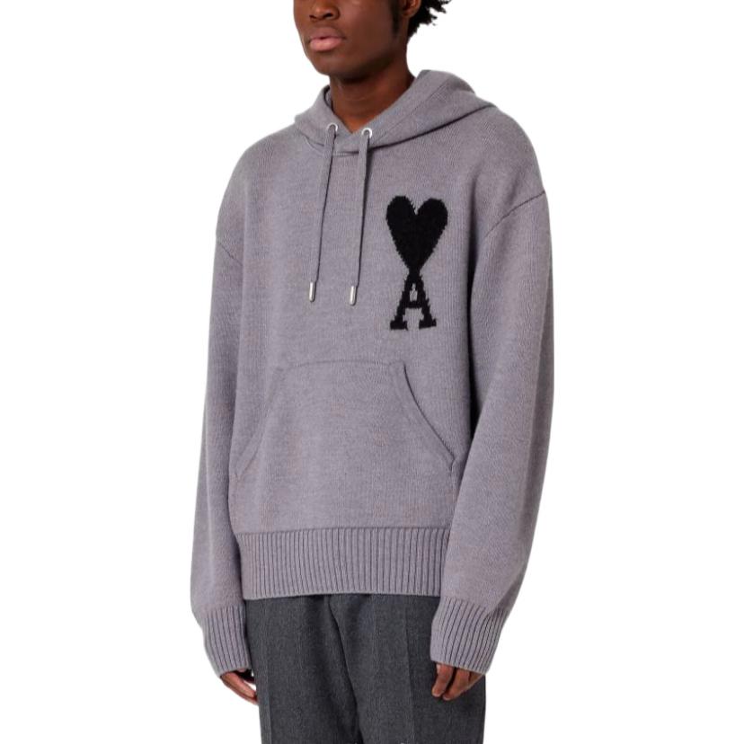 Lookbook Ami Paris AMIPARIS SS22 男女款Logo愛心拼色連帽上衣 - 灰色 UKS802.018057
