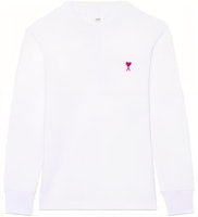 Ami Paris AMIPARIS SS22 White Heart Logo Long Sleeve Unisex T-Shirt. UTS200-701100 Ami Paris AMIPARIS SS22 White Heart Logo Long Sleeve Unisex T-Shirt. UTS200-701100