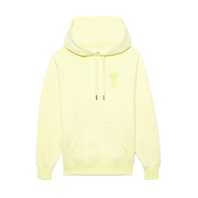 Ami Paris AMIPARIS SS22 Yellow Hoodie with Heart Logo Unisex Couple Wear. USW202-747703