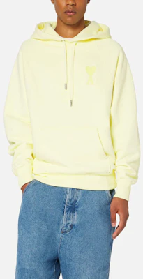 Ami Paris AMIPARIS SS22 Yellow Hoodie with Heart Logo Unisex Couple Wear. USW202-747703 Lookbook Ami Paris AMIPARIS SS22 Yellow Hoodie with Heart Logo Unisex Couple Wear. USW202-747703