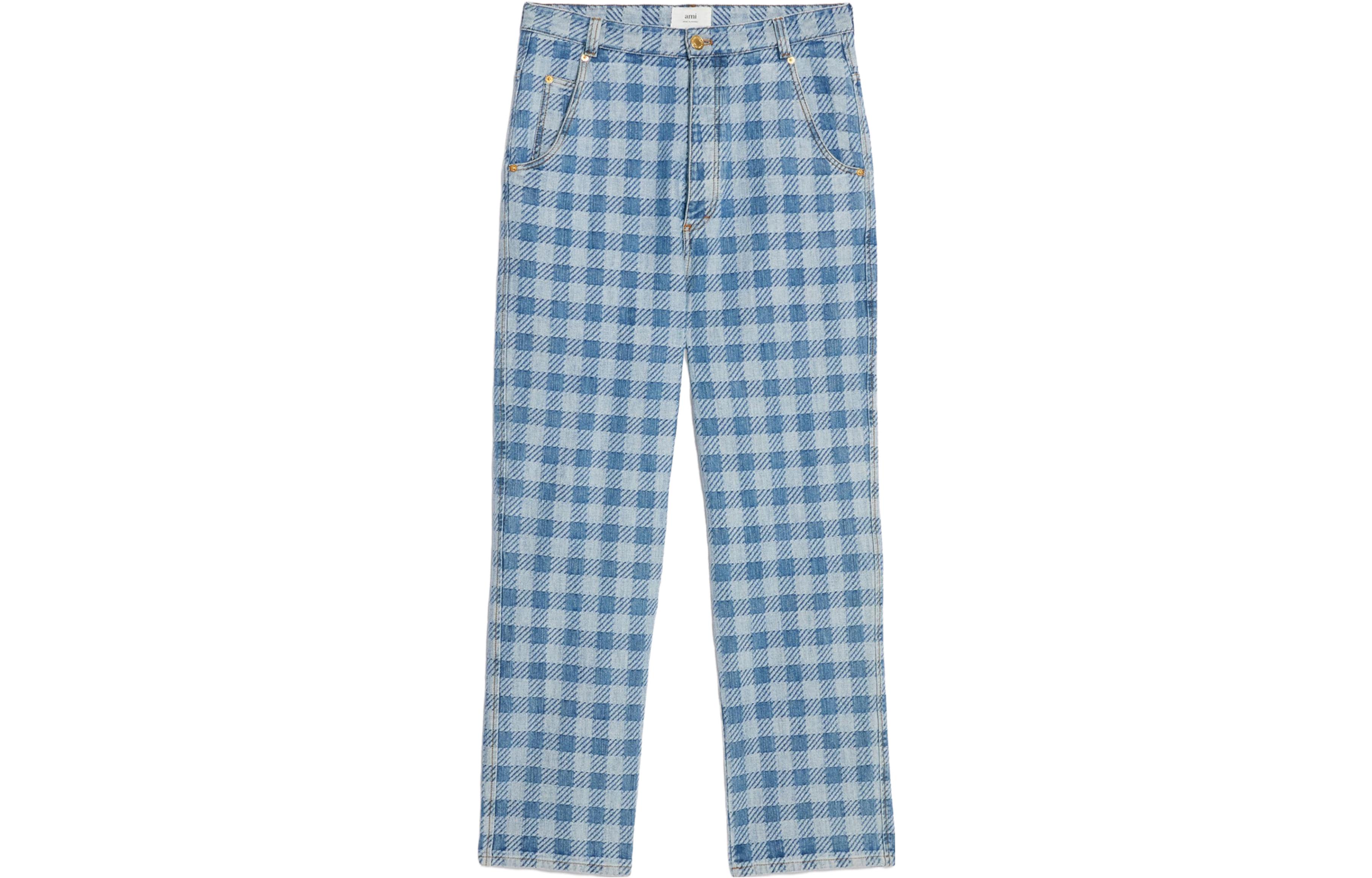 Order Ami Paris AMIPARIS SS23 Vaqueros Rectos de Mezclilla Azul Cuadros. HTR102DE0010-448