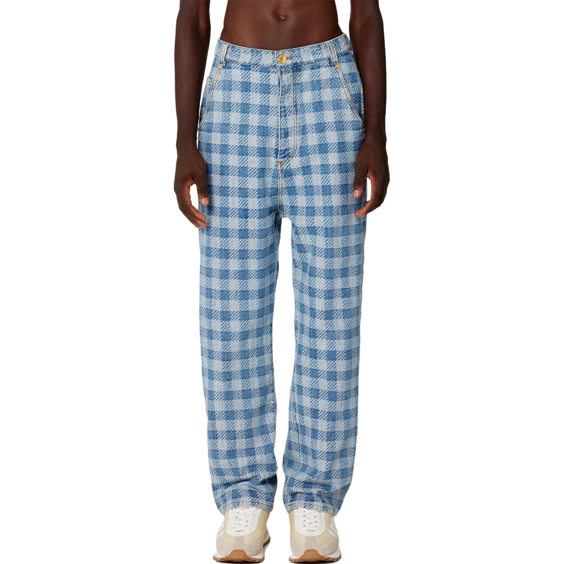 Lookbook Ami Paris AMIPARIS SS23 Vaqueros Rectos de Mezclilla Azul Cuadros. HTR102DE0010-448