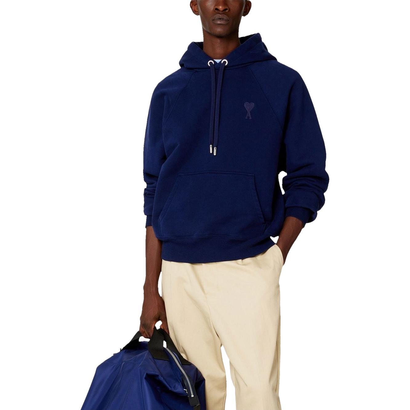 Ami Paris AMIPARIS SS23  Blue Logo Drawstring Hoodie Long Sleeve Pullover. USW204747-496 圖 3