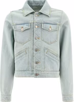 Ami Paris AMIPARIS SS23 Distressed Single-Breasted Denim Jacket Blue HJK207DE0002448 Ami Paris AMIPARIS SS23 Distressed Single-Breasted Denim Jacket Blue HJK207DE0002448