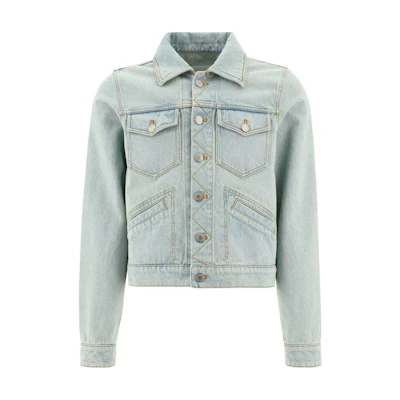 Ami Paris AMIPARIS SS23 Distressed Single-Breasted Denim Jacket Blue HJK207DE0002448