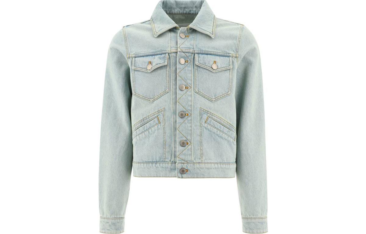 Order Ami Paris AMIPARIS 2023春夏復古刷破單排扣牛仔外套 藍色 HJK207DE0002448