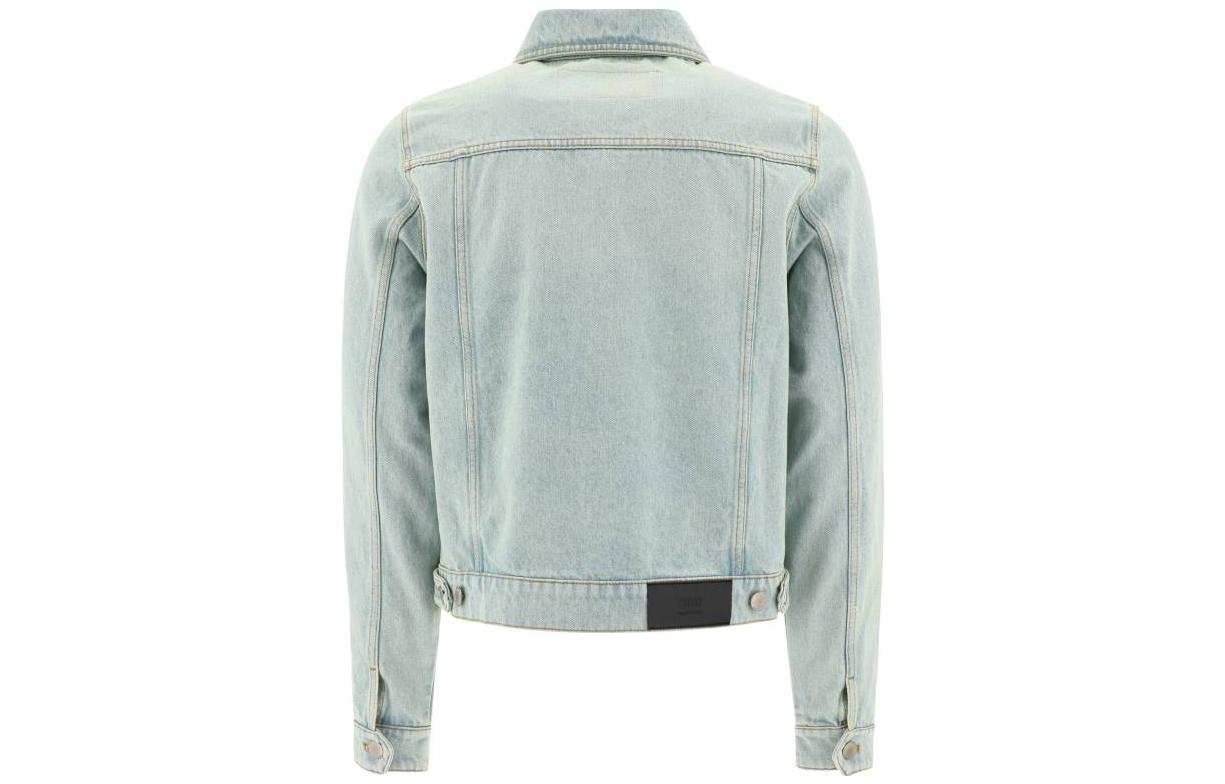 Lookbook Ami Paris AMIPARIS 2023春夏復古刷破單排扣牛仔外套 藍色 HJK207DE0002448