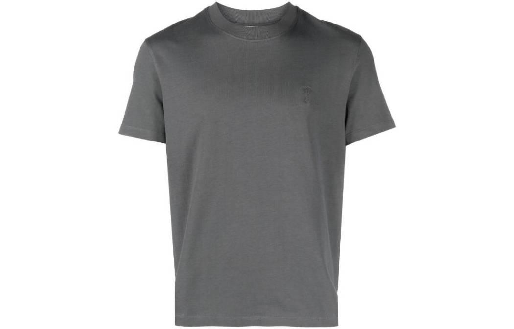 Ami Paris AMIPARIS SS23  Grey Heart Embroidered Crewneck Short Sleeve T-Shirt. UTS022726-081