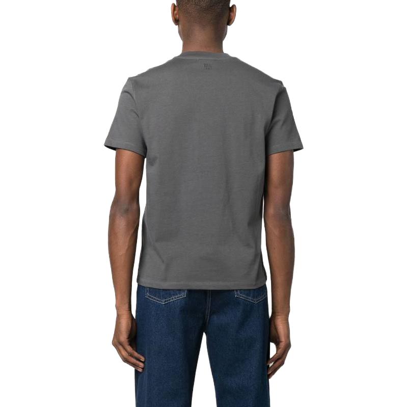 Shop Ami Paris SS23 Camiseta Gris Cuello Redondo Bordado Corazón Manga Corta. UTS022726-081